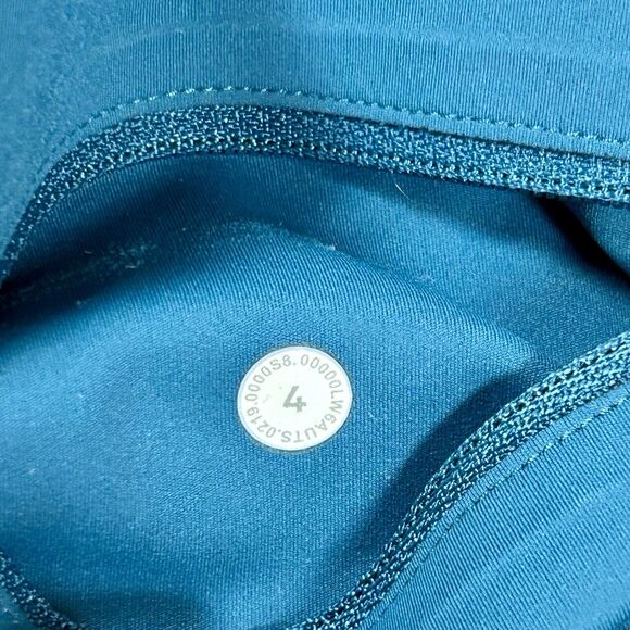 Lululemon Womens Speed Limit Leggings Size 4 Bermuda Teal Striped Length Altered - Picture 9 of 10